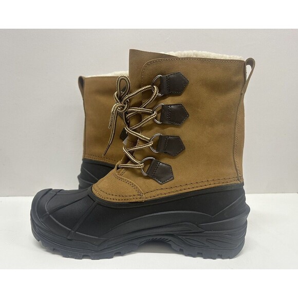 Totes Vermont men size 10 M winter boots brown suede upper and man made material - Picture 3 of 9